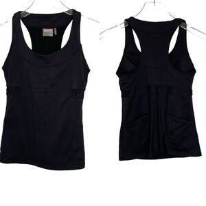 Athleta Black Racerback Rank Two Back Pockets Mesh Panels Built-in Bra Size XS